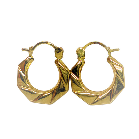 Small 9ct Yellow Gold Geometric Hoop Earrings