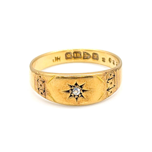 Antique 18ct Yellow Gold Ring with Rose Cut Diamond