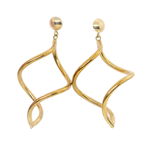 9ct Yellow Gold Twist Drop Earrings with Butterfly-Backs