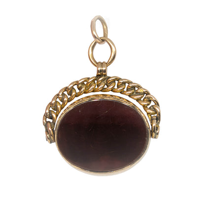 Antique 9ct Gold Bloodstone and Carnelian Swivel Fob Pendant