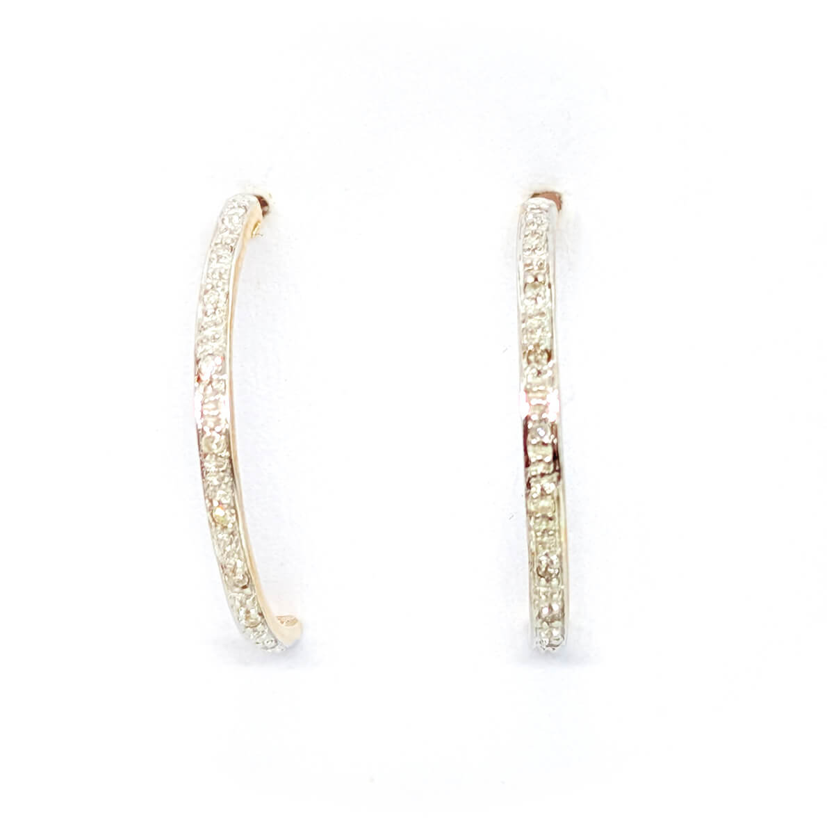9ct Yellow Gold Half Loop Diamond Earrings with Butterfly-Backs