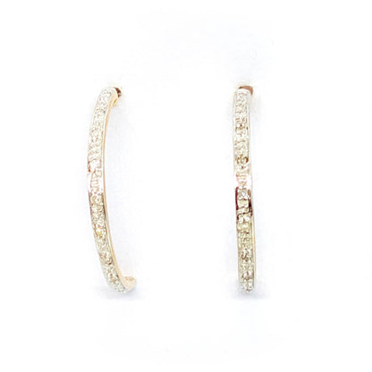 9ct Yellow Gold Half Loop Diamond Earrings with Butterfly-Backs
