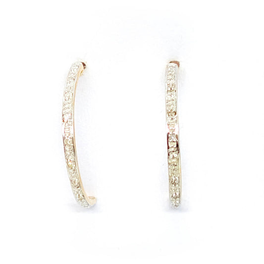 9ct Yellow Gold Half Loop Diamond Earrings with Butterfly-Backs