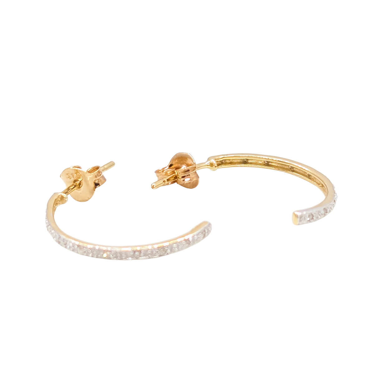 9ct Yellow Gold Half Loop Diamond Earrings with Butterfly-Backs