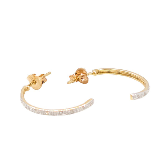 9ct Yellow Gold Half Loop Diamond Earrings with Butterfly-Backs