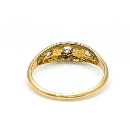 Antique 18ct Yellow Gold Trilogy with OMC and Rose Cut Diamonds