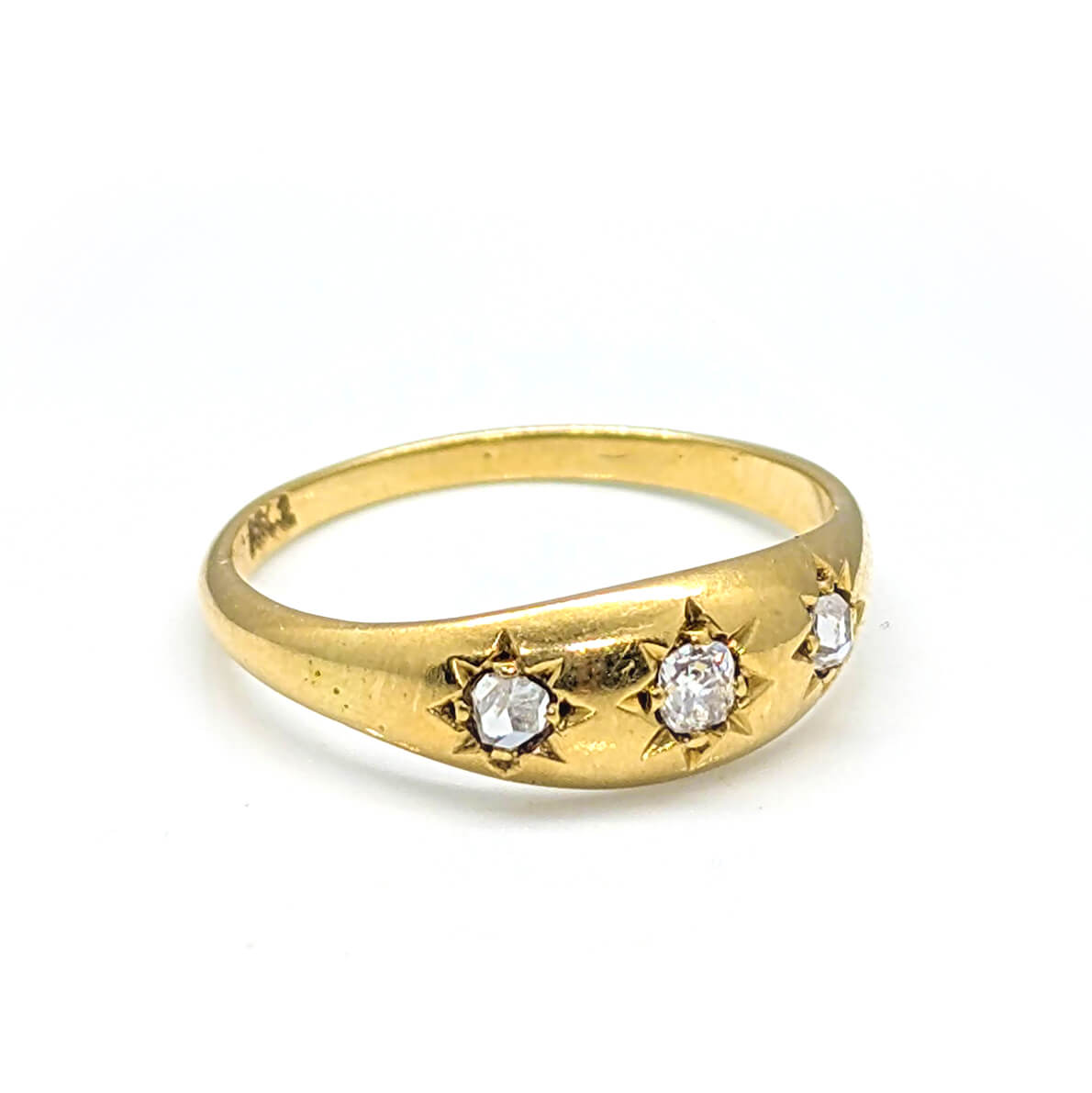 Antique 18ct Yellow Gold Trilogy with OMC and Rose Cut Diamonds