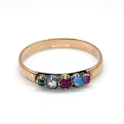Antique 9ct Yellow Gold Conversion Ring with Various Stones