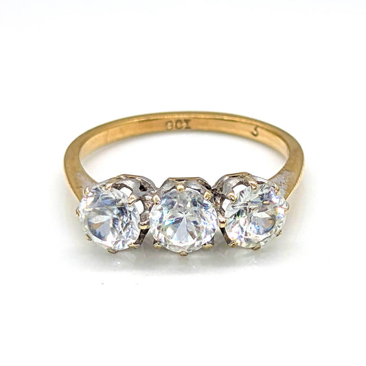 9ct Yellow Gold Trilogy Ring with White Topaz