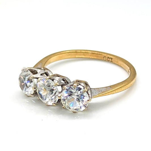 9ct Yellow Gold Trilogy Ring with White Topaz